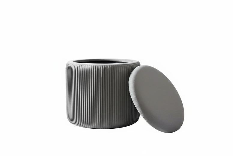 Grey Velvet Multi-Functional Pleated Storage Ottoman | Wowcher