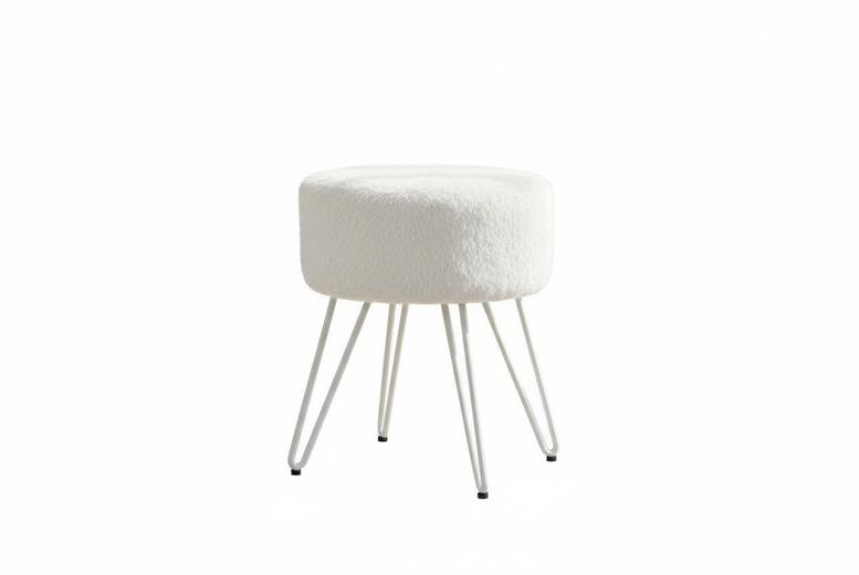 Premium Vanity Stool with Plush Faux Fur and Sturdy Iron Legs | Wowcher