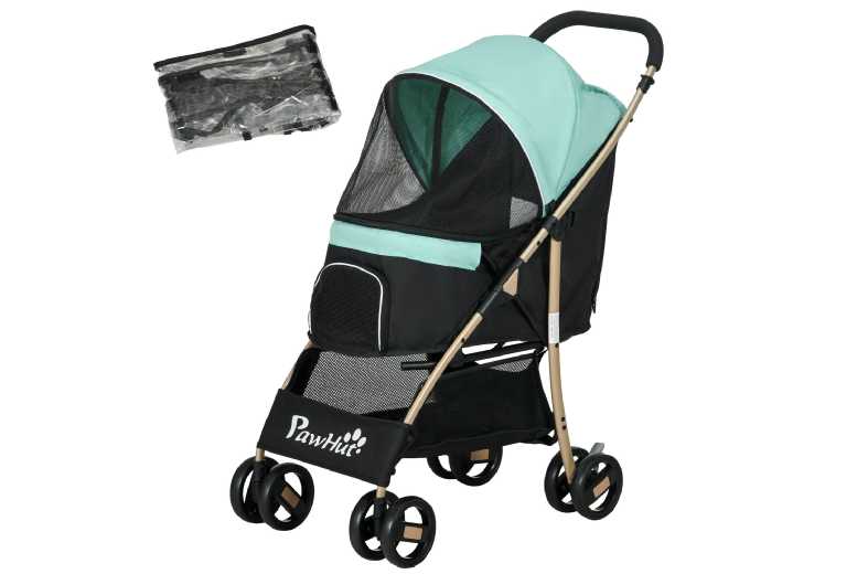 PawHut Mini Dog Stroller with Rain Cover – Lightweight, Foldable, for Small Breeds | Wowcher
