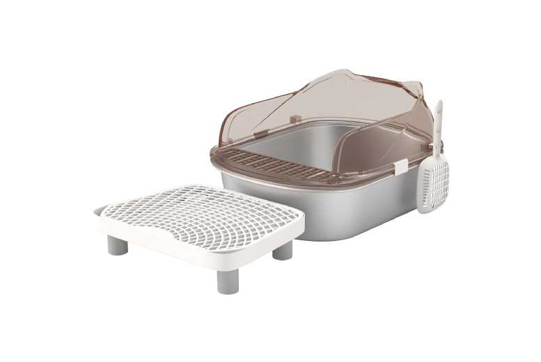 PawHut Stainless Steel Cat Litter Box with Pedal – Leak-Proof, Easy Clean, High-Sided Enclosure | Wowcher