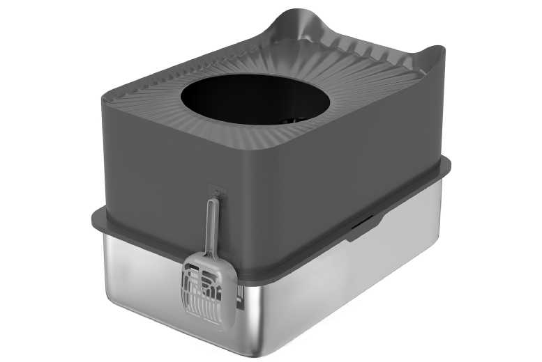 PawHut XL Stainless Steel Cat Litter Box, Top-Entry, Large Enclosed Tray | Wowcher