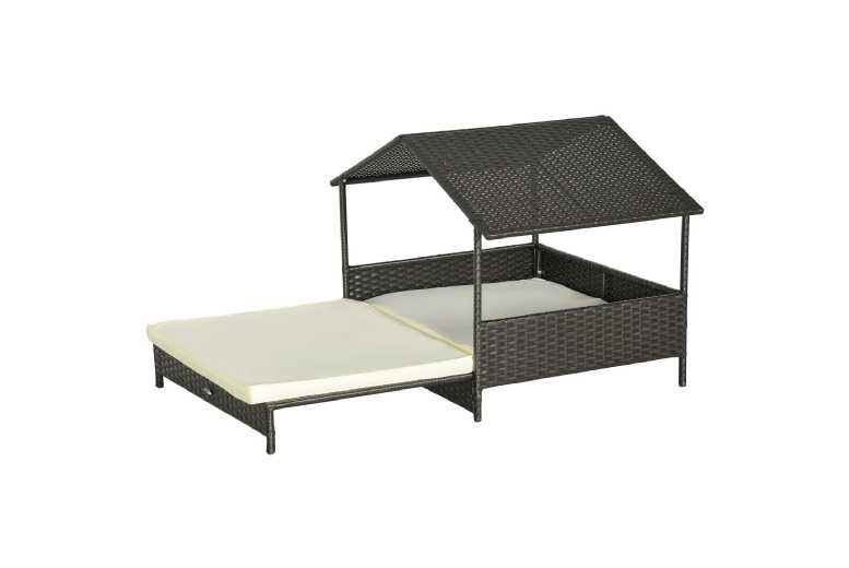 PawHut Extendable Outdoor Rattan Dog Bed with Roof & Cushion – Luxury, Weatherproof, For Small & Medium Dogs | Wowcher PawHut Extendable Outdoor Rattan Dog Bed with Roof & Cushion – Luxury, Weatherproof, For Small & Medium Dogs | Wowcher