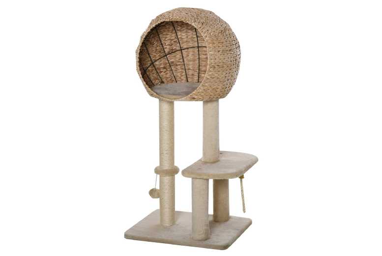 PawHut Multi-Level Sisal Cat Tree Tower with Plush Condo, Scratching Posts & Perch – 100cm | Wowcher