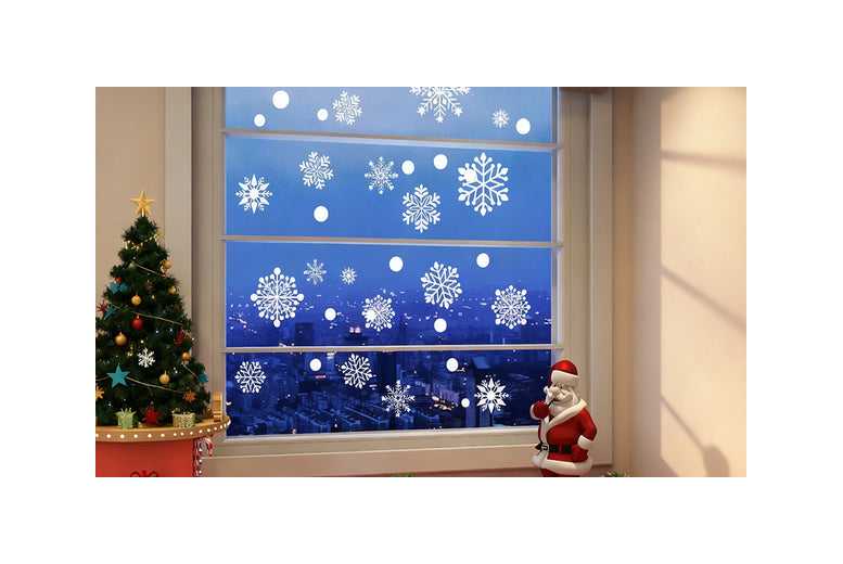 186pcs Reusable Christmas Snowflake Window Stickers – Festive Electrostatic Clings, Large Set, Easy Peel | Wowcher