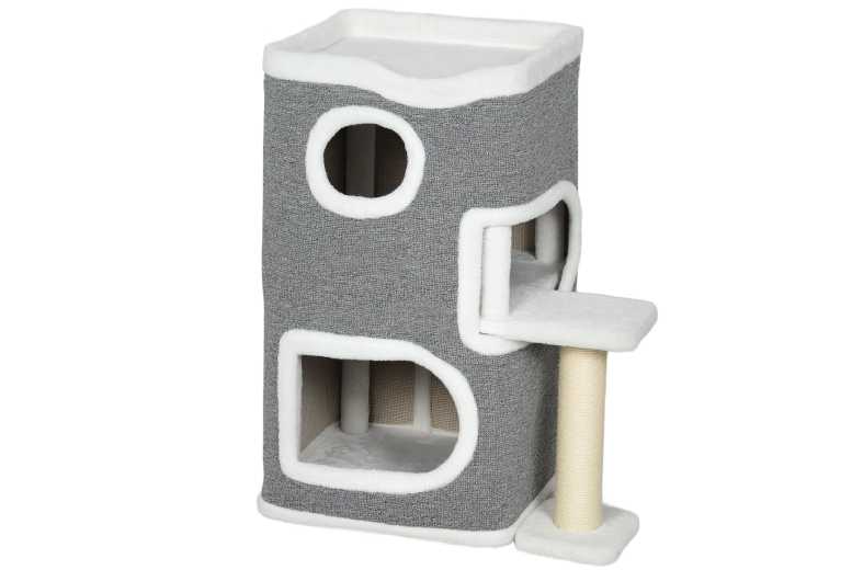 PawHut 75cm Multi-Level Cat Tree Condo – Plush, Modern, Space-Saving Cat Tower | Wowcher