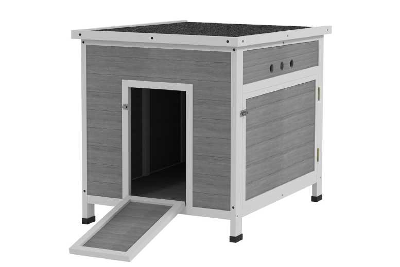 PawHut Outdoor Duck & Small Animal House – Easy Clean, Ventilated, 2-4 Pet Capacity, Grey | Wowcher
