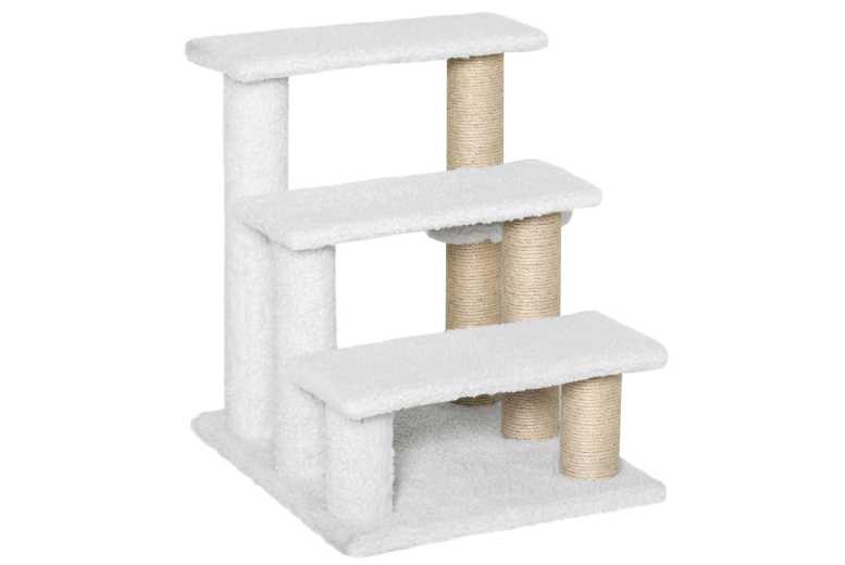 PawHut Cat Tree Stairs with Scratching Posts, Plush Carpet & Interactive Ball – Space-Saving Indoor Climber | Wowcher