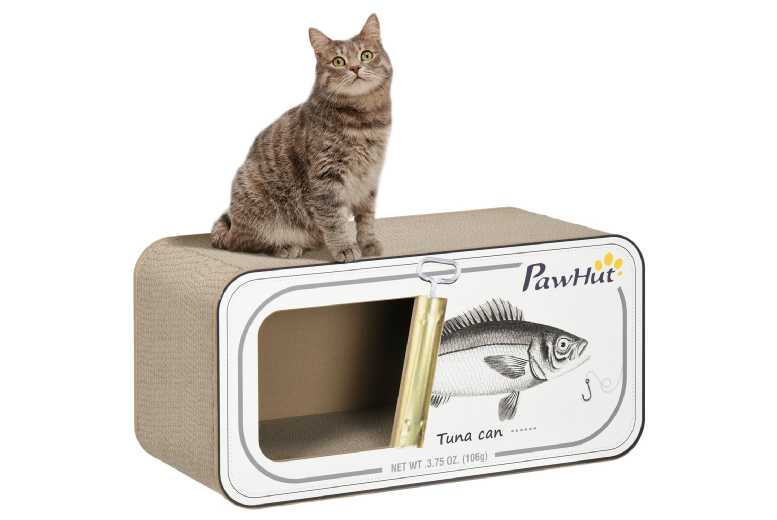 PawHut Corrugated Cardboard Cat Scratcher House with Catnip – Space-Saving Bed for Cats Under 5kg | Wowcher