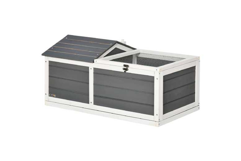 PawHut Outdoor Tortoise Enclosure with Hide Den & Secure Run – Spacious Wooden Small Pet House | Wowcher