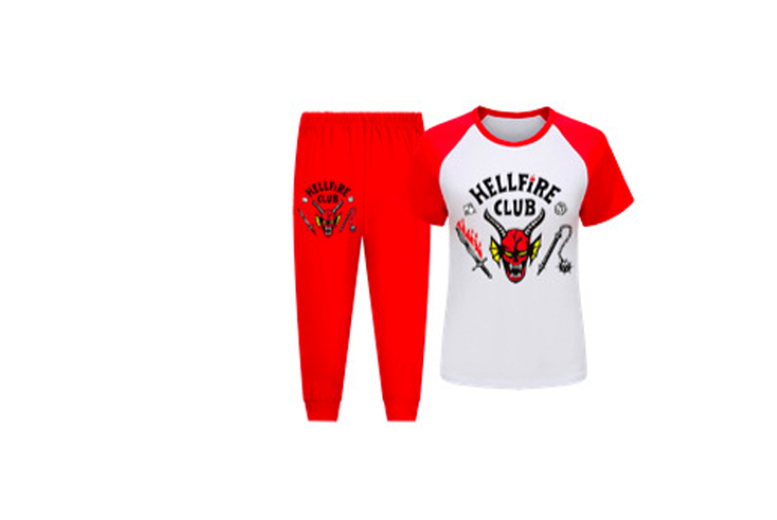 Unisex Black Stranger Things  Pyjama Set – 7 Colours | Wowcher