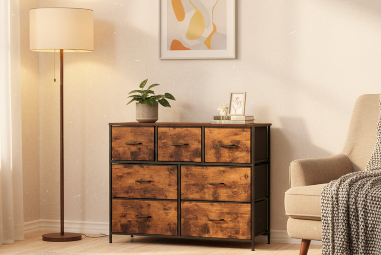 7-Drawer Fabric Chest of Drawers Clothes Storage Organiser | Wowcher