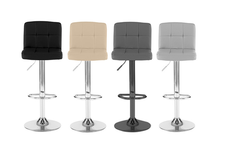 2 PU Leather or Fabric Cuban Bar Stools - Chrome/Black Leg | Wowcher