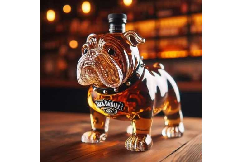 Glass Bulldog-Shaped Whiskey Decanter Bottle - Unique Tableware Gift | Wowcher