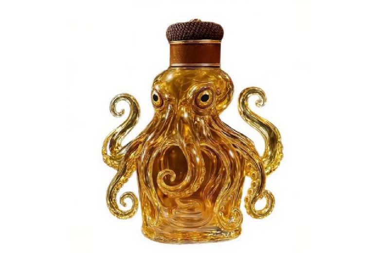 Glass Octopus-Shaped Whiskey Decanter Bottle - 320ml Tableware Gift | Wowcher