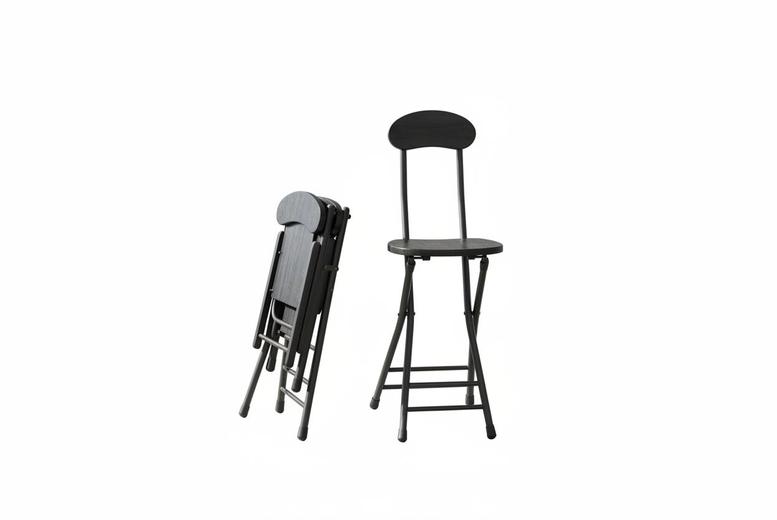 Set of 2 Compact Wooden Folding Chairs with Metal Legs & High Backrest | Wowcher