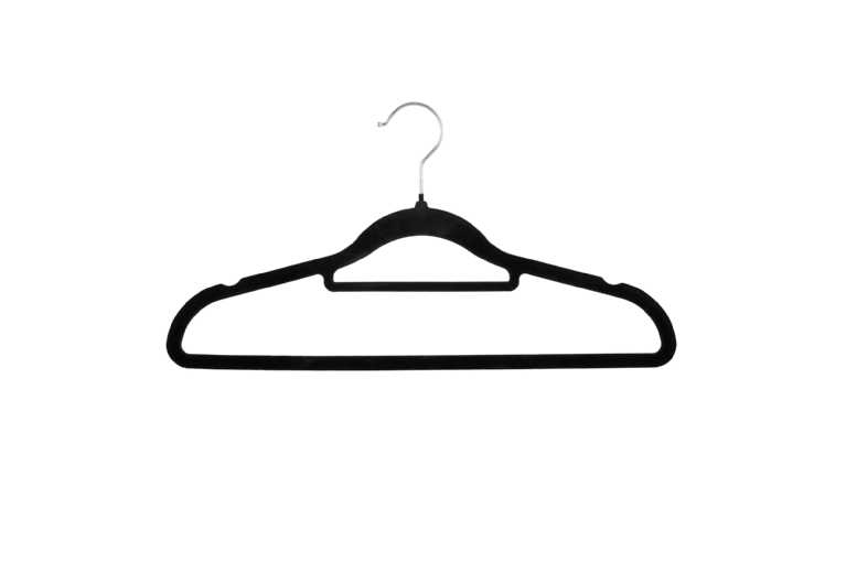 20pk Black Velvet Non-Slip Clothes Hangers with Trouser Bar - Space-Saving Wardrobe Organiser | Wowcher