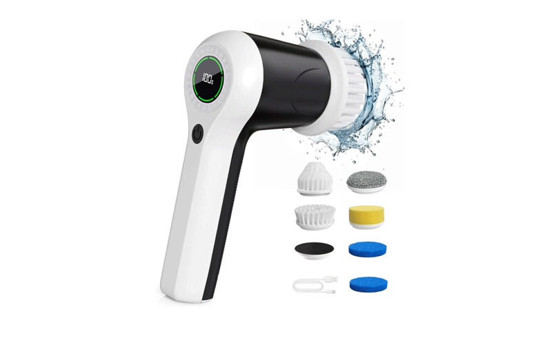 PRICE DROP! Electric Spin Scrubber - 6 Replaceable Heads, Battery Display, 2 Speeds | Wowcher