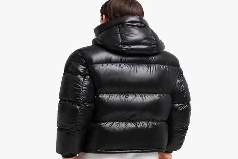 Unisex Black Unisex Designer  Windproof Thick Down Coat With Detachable Hood | Wowcher