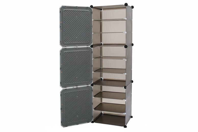 Modern 9-Tier Shoe Cabinet with Removable Shelves | Wowcher
