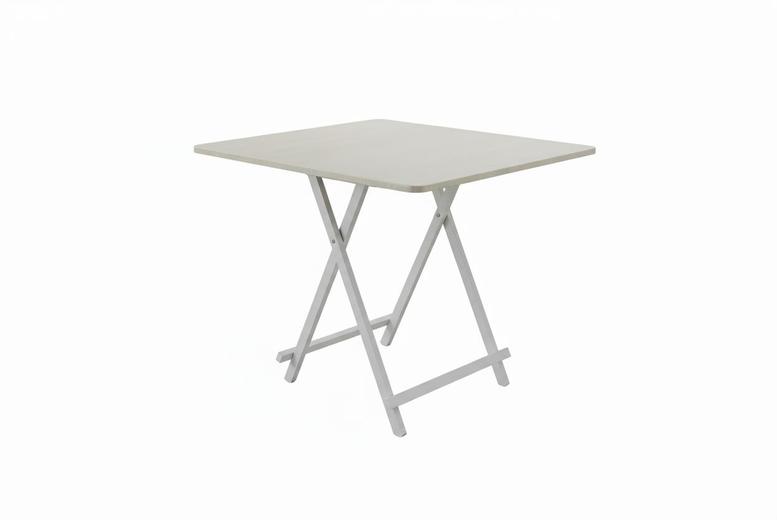 Space-Saving Folding Wooden Dining Table - White Wood Grain Finish | Wowcher