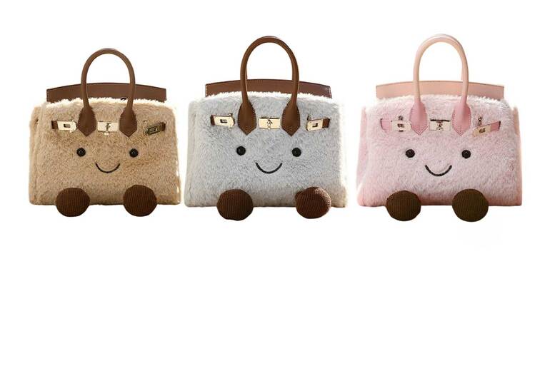 Unisex Pink Cute Face Birkin- Plush Handbag | Wowcher