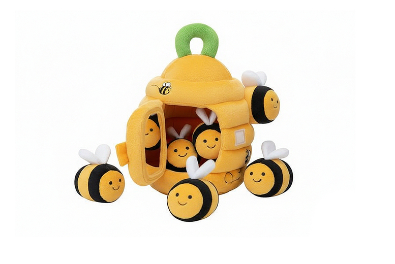 Fluffy Sensory Beehive Baby Toy with Smiling Bees and Mirrors | Wowcher