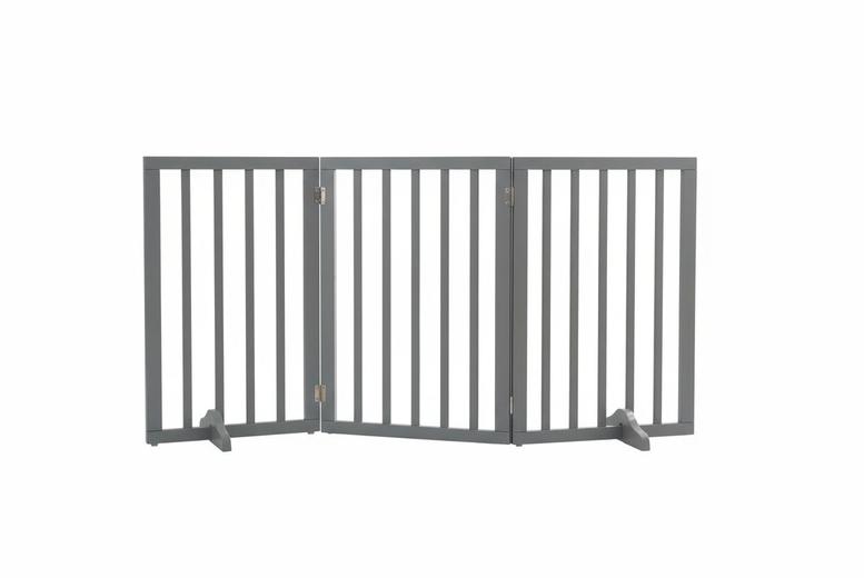 Wooden Foldable 3 Panel Pet Gate with Tall, Stylish Modern Finish | Wowcher