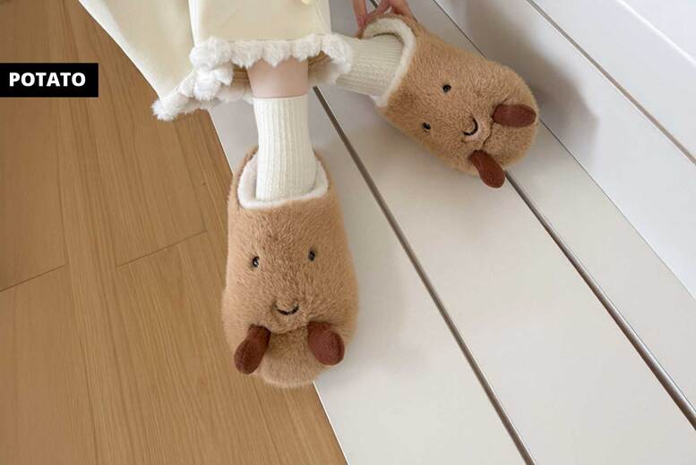 Unisex Potato/UK3-4: Cozy Adorable Food-Themed Warm Slippers for Home Comfort & Fun | Wowcher