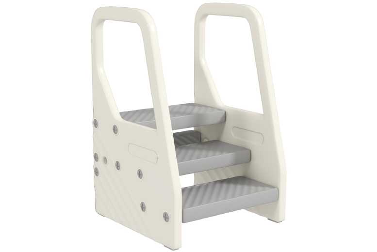 3-Step Toddler Tower with Handles & Non-slip Pads - Grey - Kids Learning Step Stool (Ages 18m+) - Montessori, Kitchen Helper, Safe Climbing | Wowcher