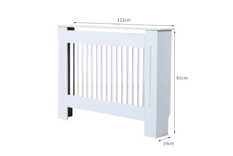 MDF Radiator Cover - White, Modern Slatted Design, 112x81x19cm, Home Maintenance Essential | Wowcher