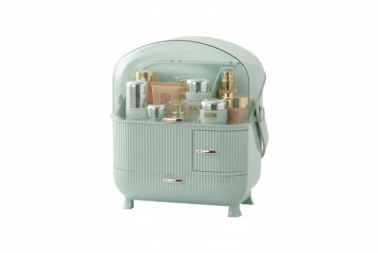 Large Dustproof Make-Up Organiser Storage Box - Multilayered & Built-In Handle | Wowcher