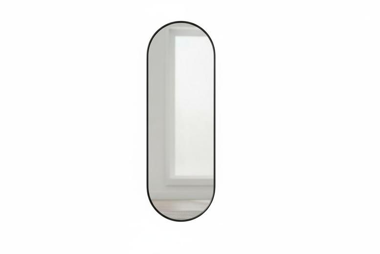 Modern Oval Metal Full Length Wall Mirror With Black Frame | Wowcher