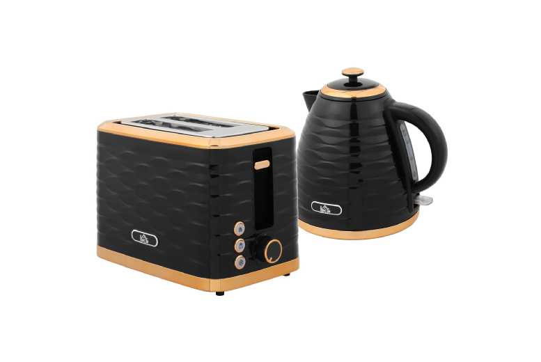 Sleek 3000W Rapid Boil Kettle & 2 Slice Toaster Set - 1.7L, Black, Modern Kitchen Appliances | Wowcher