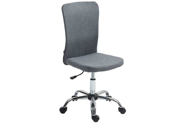 Ergonomic Armless Desk Chair - Adjustable Fabric Swivel Chair with Wheels, Grey | Wowcher