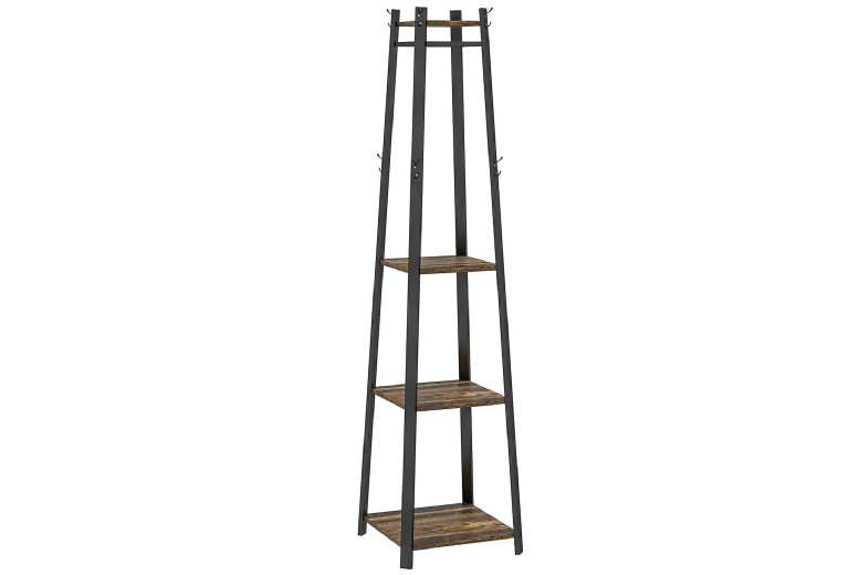 Metal & Wood Freestanding Modular Coat Rack - Space-Saving Corner Storage | Wowcher