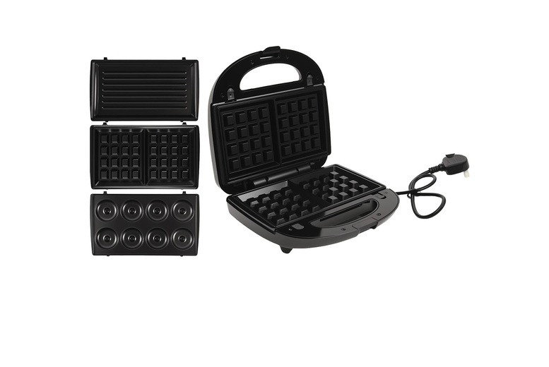 3-in-1 Sandwich Maker: Make Waffles, Donuts & Paninis Easily, 850W Power | Wowcher