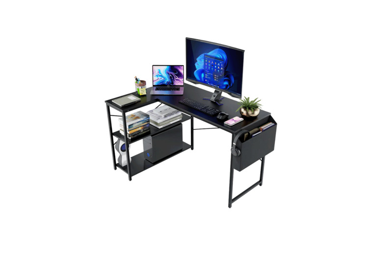 DeskMate Corner Computer Desk - Reversible with Storage Shelves | Wowcher