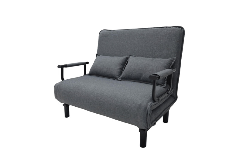 Grey Double Folding Sofa Bed with Wide Armrests, 6-Level Adjustable Backrest, and Soft Cotton Filling | Wowcher
