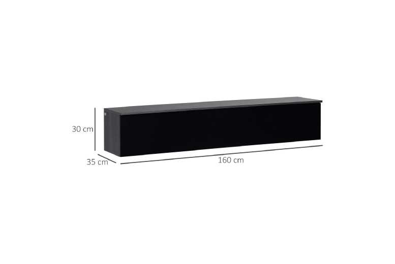 Contemporary Floating TV Stand for 70" - Gloss Black/Grey, Wall-Mounted Storage Cabinets | Wowcher