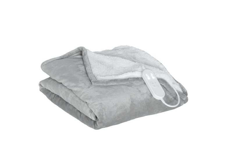 Heated Electric Blanket with 10 Heat Levels & Timer - Grey, Washable, Overheat Protection | Wowcher