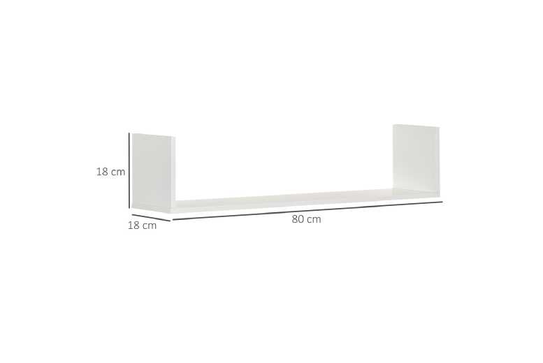 Set of 3 White MDF U-Shaped Floating Wall Shelves - Minimalist Space-Saving Storage | Wowcher