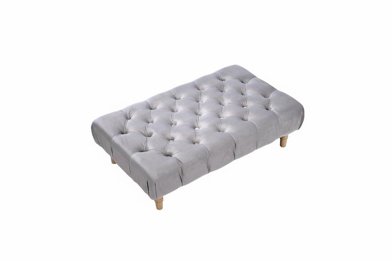 Vintage Button-tufted Rectangular Velvet Footstool | Wowcher