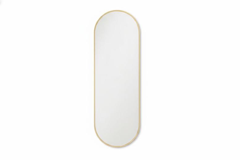 Modern Oval Metal Full Length Mirror with Gold Frame | Wowcher
