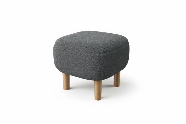 Upholstered Teddy Fleece Tufted Footstool with Wooden Legs | Wowcher