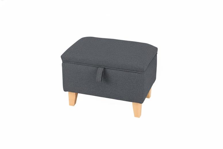 Space-Saving Linen Upholstered Storage Ottoman Footstool with Hinged Lid | Wowcher
