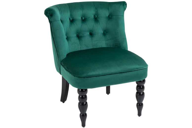 Velvet Wingback Accent Chair - Button Tufted, Dark Green, Vintage Style, Plush Upholstery | Wowcher