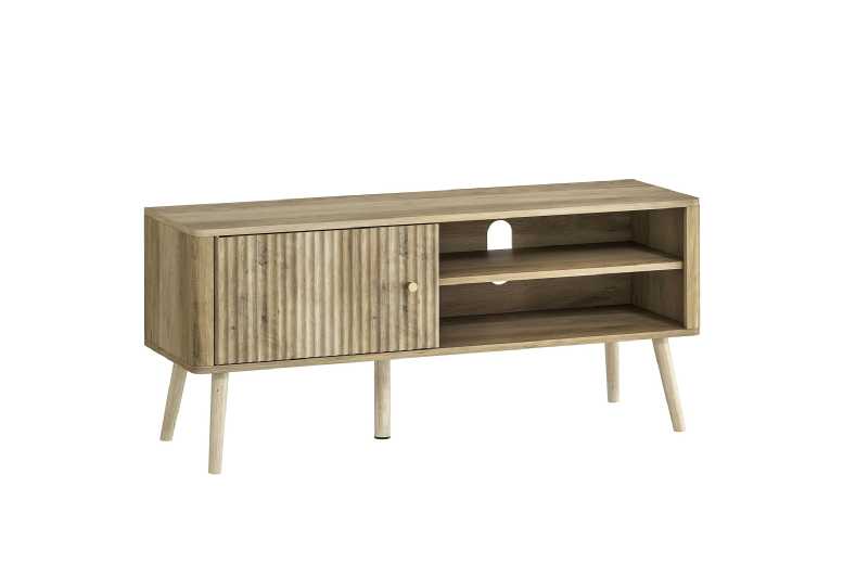 Oak TV Stand Cabinet with Storage - Contemporary, Space-Saving, for TVs up to 55" | Wowcher