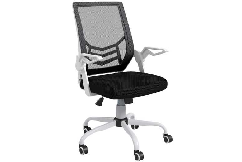 Ergonomic Mesh Desk Chair - Adjustable Flip Arms, Lumbar Support, Black | Wowcher