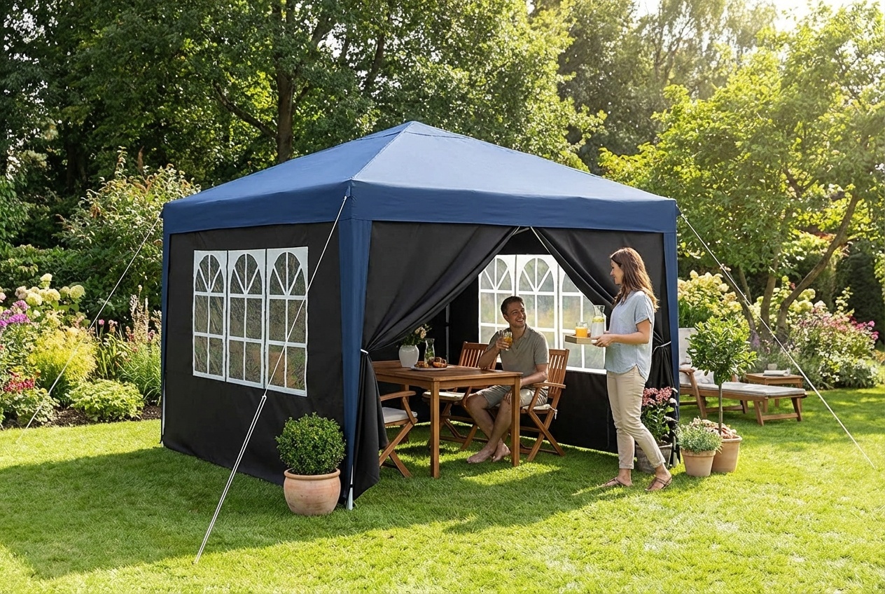 3 x 6m Steel Pop-Up Gazebo with Removable Walls - Weather-Resistant Marquee for Garden Events | Wowcher