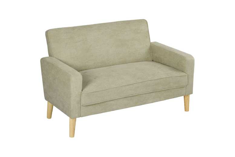 Velvet Two-Seater Sofa - Modern Tufted Settee with Wooden Legs | Wowcher